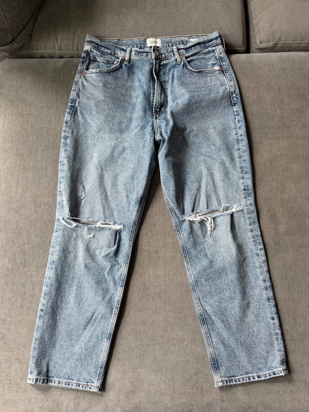 Citizens of Humanity‎ Marlee Relaxed Straight Leg Jeans Knee Rips Medium Wash 29